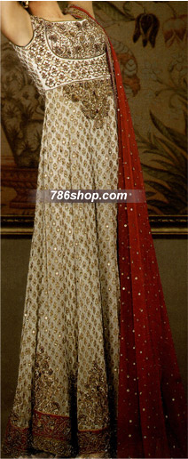  Golden Chiffon Jamawar Suit  | Pakistani Party Wear Dresses- Image 1