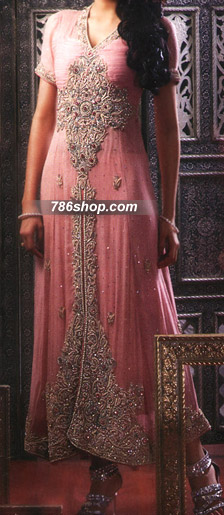  Pink Chiffon Suit | Pakistani Party Wear Dresses- Image 1