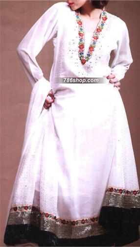  White Chiffon Suit | Pakistani Party Wear Dresses- Image 1