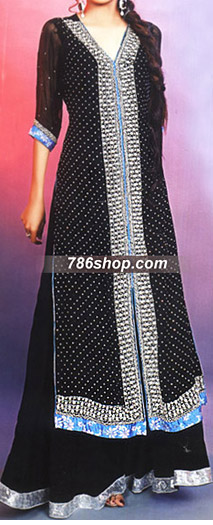  Black Chiffon Suit  | Pakistani Party Wear Dresses- Image 1