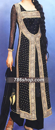  Black Chiffon Suit | Pakistani Party Wear Dresses- Image 1