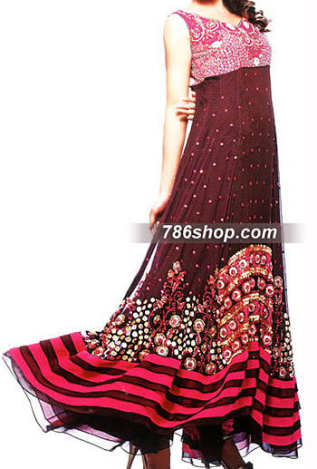  Maroon Chiffon Suit  | Pakistani Party Wear Dresses USA- Image 1