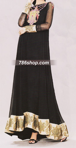  Black Chiffon Suit | Pakistani Party Wear Dresses- Image 1