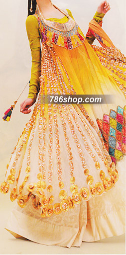  Yellow Chiffon Suit | Pakistani Party Wear Dresses- Image 1