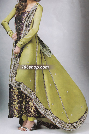  Light Green Chiffon Suit  | Pakistani Party Wear Dresses- Image 1