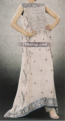  Ivory Chiffon Suit | Pakistani Party Wear Dresses USA- Image 1
