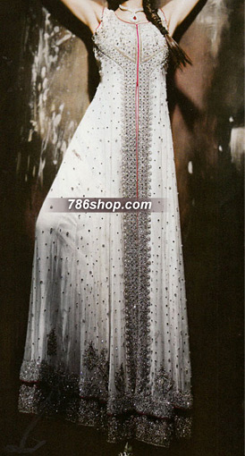  White Chiffon Suit | Pakistani Party Wear Dresses- Image 1