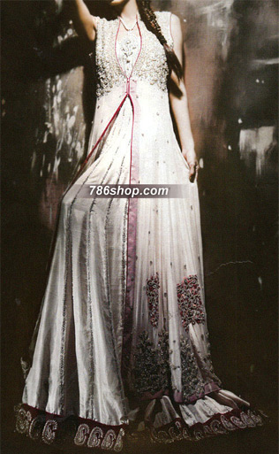  White Chiffon Suit | Pakistani Party Wear Dresses- Image 1