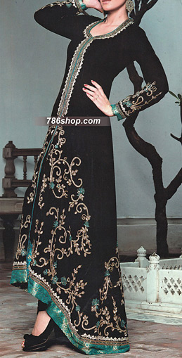  Black Chiffon Suit | Pakistani Party Wear Dresses- Image 1