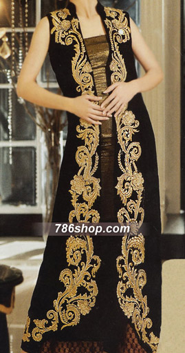  Black Chiffon Suit | Pakistani Party Wear Dresses- Image 1