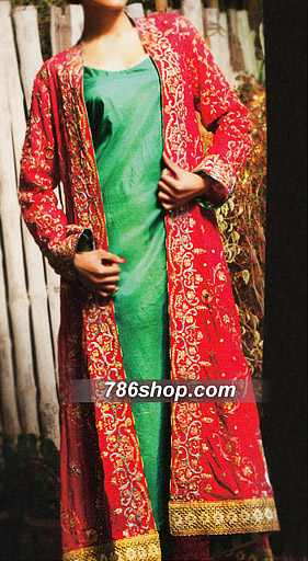  Red Chiffon Suit | Pakistani Party Wear Dresses- Image 1