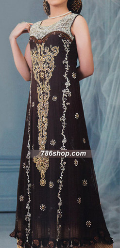  Black Chiffon Suit | Pakistani Party Wear Dresses- Image 1