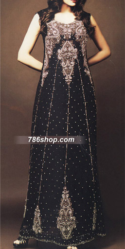  Black Chiffon Suit  | Pakistani Party Wear Dresses- Image 1