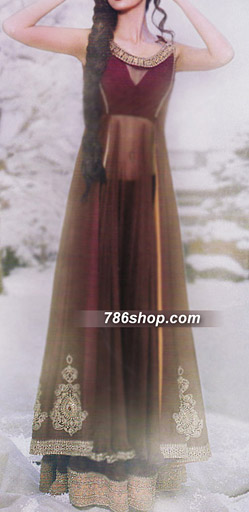  Maroon Chiffon Lehnga  | Pakistani Party Wear Dresses USA- Image 1