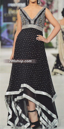  Black Chiffon Suit  | Pakistani Party Wear Dresses- Image 1