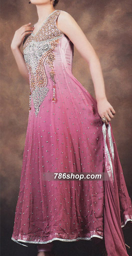  Pink Chiffon Suit  | Pakistani Party Wear Dresses- Image 1