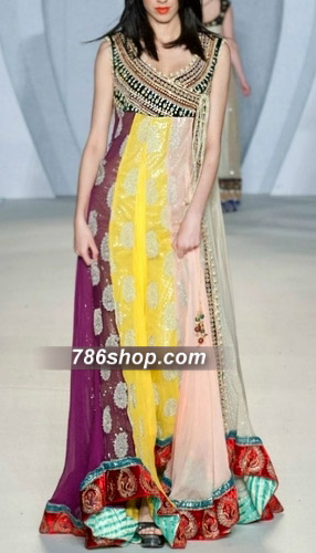  Multicolor Jamawar Chiffon Suit | Pakistani Party Wear Dresses- Image 1