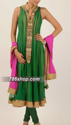  Green Chiffon Suit | Pakistani Party Wear Dresses- Image 1