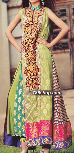  Multicolor Jamawar Chiffon Suit | Pakistani Party Wear Dresses USA- Image 1