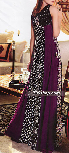  Dark Purple Chiffon Suit | Pakistani Party Wear Dresses- Image 1