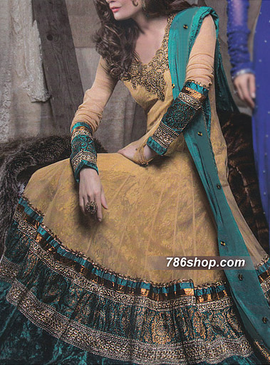  Mustard Chiffon Suit | Pakistani Party Wear Dresses- Image 1