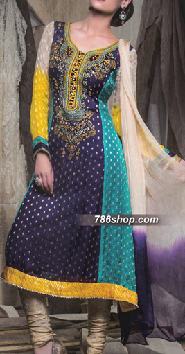  Multicolor Jamawar Suit | Pakistani Party Wear Dresses- Image 1