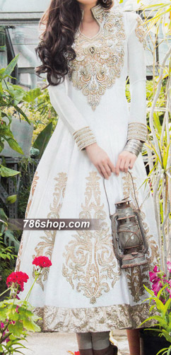  White Chiffon Suit | Pakistani Party Wear Dresses- Image 1