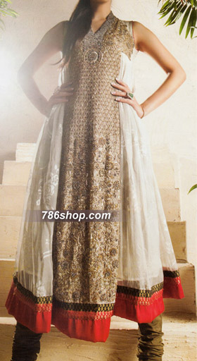  Off-White Chiffon Suit | Pakistani Party Wear Dresses- Image 1