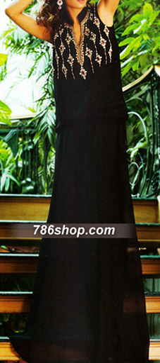  Black Chiffon Suit | Pakistani Party Wear Dresses- Image 1