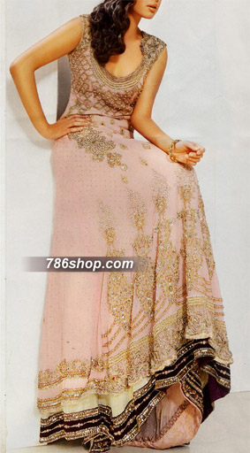  Pink Chiffon Suit | Pakistani Party Wear Dresses- Image 1