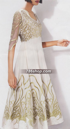  Off-white Chiffon Suit | Pakistani Party Wear Dresses- Image 1