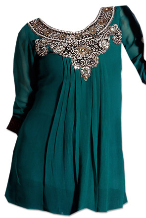  Teal Georgette Kurti | Pakistani Dresses in USA- Image 1
