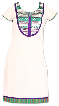  White Cotton Kurti | Pakistani Dresses in USA- Image 1