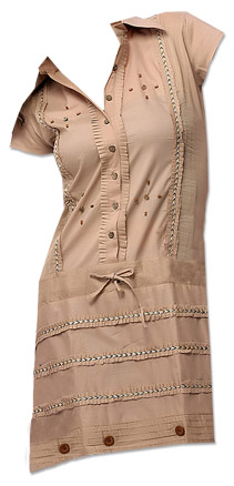  Beige Cotton Kurti | Pakistani Dresses in USA- Image 1