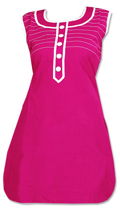  Shocking Pink Cotton Kurti | Pakistani Dresses in USA- Image 1