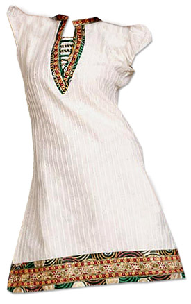  White Cotton Kurti | Pakistani Dresses in USA- Image 1