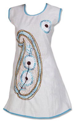 Off white Cotton Kurti  | Pakistani Dresses in USA- Image 1