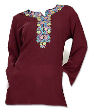  Maroon Georgette Kurti  | Pakistani Dresses in USA- Image 1