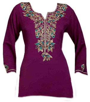  Dark Purple Georgette Kurti  | Pakistani Dresses in USA- Image 1