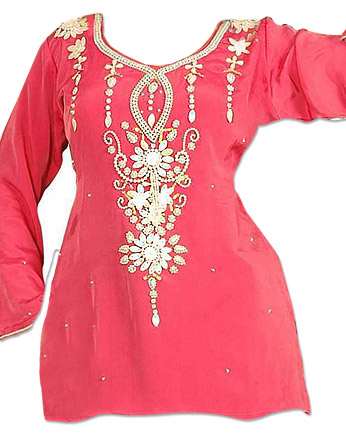  Pink Cotton Kurti  | Pakistani Dresses in USA- Image 1