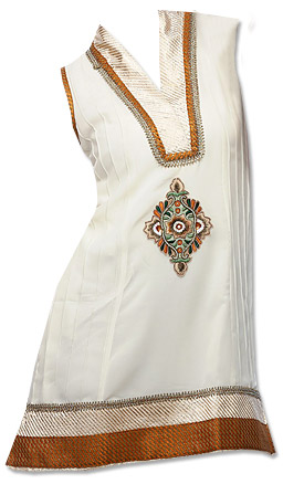  White Cotton Kurti   | Pakistani Dresses in USA- Image 1