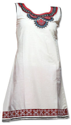  White Cotton Kurti   | Pakistani Dresses in USA- Image 1