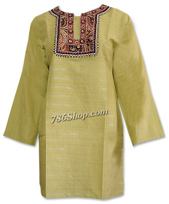  Lime Green Khaddi Cotton Kurti | Pakistani Dresses in USA- Image 1