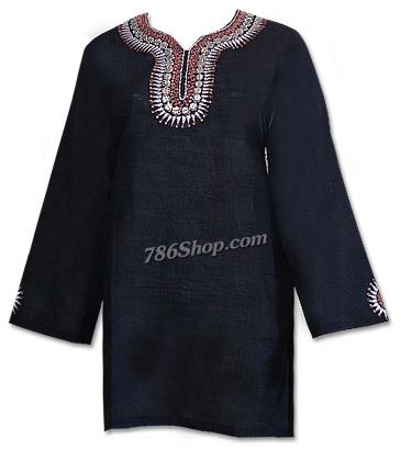  Black Khaddi Cotton Kurti | Pakistani Dresses in USA- Image 1