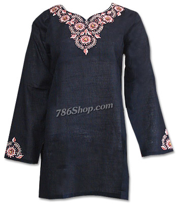  Black Khaddi Cotton Kurti | Pakistani Dresses in USA- Image 1