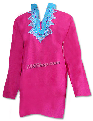  Shocking Pink Khaddi Cotton Kurti | Pakistani Dresses in USA- Image 1
