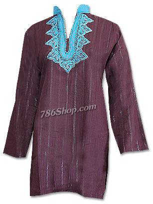  Dark Brown Khaddi Cotton Kurti | Pakistani Dresses in USA- Image 1