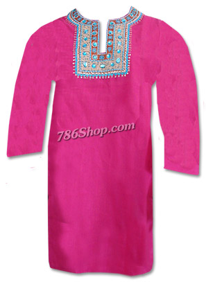  Shocking Pink Khaddi Cotton Kurti | Pakistani Dresses in USA- Image 1