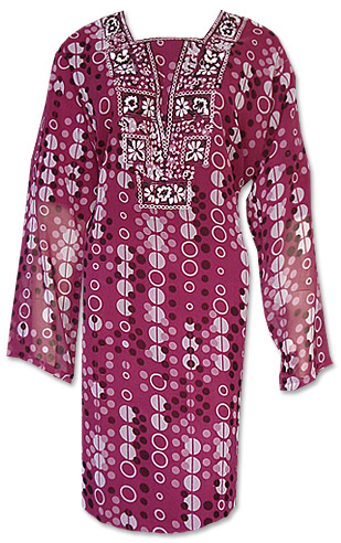  Magenta Chiffon Kurti | Pakistani Dresses in USA- Image 1