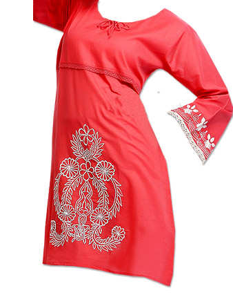  Red Cotton Kurti | Pakistani Dresses in USA- Image 1